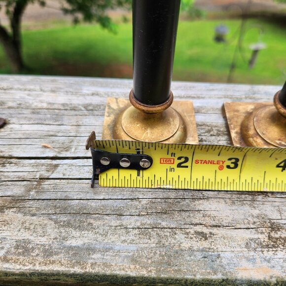 Vintage 1980s Heavy Brass & Black Unesco Candlestick Holders 7" Tall Made In Tai - Picture 3 of 10